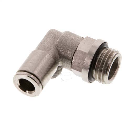 6mm x G1/4'' 90deg Elbow Push-in Fitting with Male Threads Brass NBR Rotatable [2 Pieces]