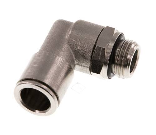 10mm x G1/4'' 90deg Elbow Push-in Fitting with Male Threads Brass NBR Rotatable [2 Pieces]