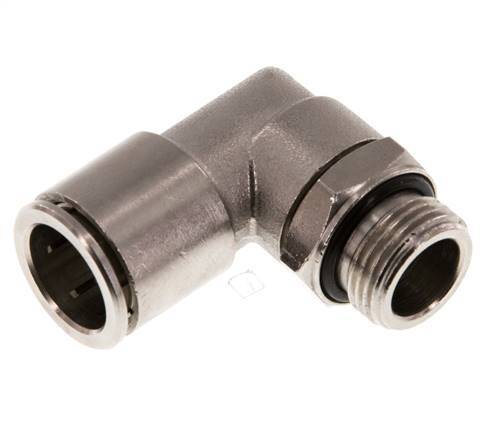 14mm x G3/8'' 90deg Elbow Push-in Fitting with Male Threads Brass NBR Rotatable