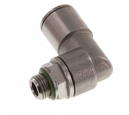 10mm x G1/8'' 90deg Elbow Push-in Fitting with Male Threads Brass FKM Rotatable