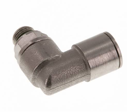 10mm x G1/8'' 90deg Elbow Push-in Fitting with Male Threads Brass FKM Rotatable