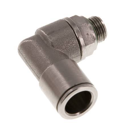 10mm x G1/8'' 90deg Elbow Push-in Fitting with Male Threads Brass FKM Rotatable