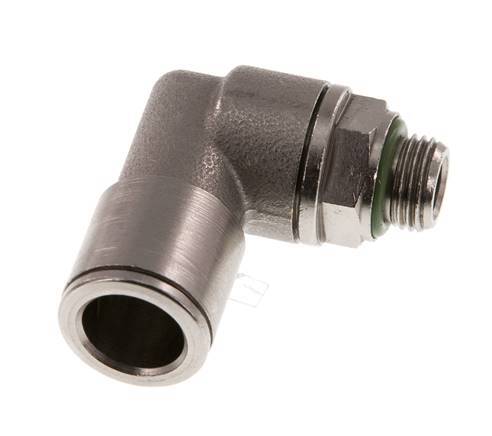 10mm x G1/8'' 90deg Elbow Push-in Fitting with Male Threads Brass FKM Rotatable