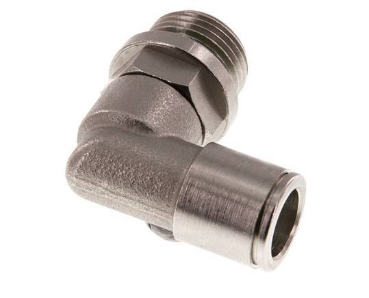 10mm x G3/8'' 90deg Elbow Push-in Fitting with Male Threads Brass FKM Rotatable