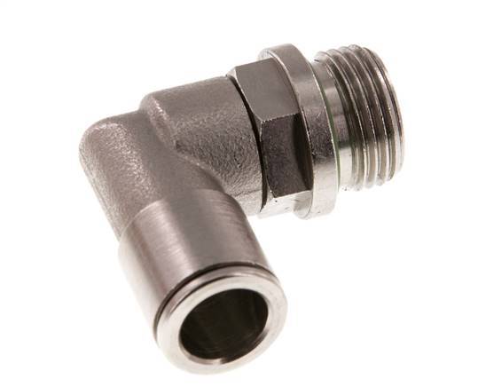 10mm x G3/8'' 90deg Elbow Push-in Fitting with Male Threads Brass FKM Rotatable