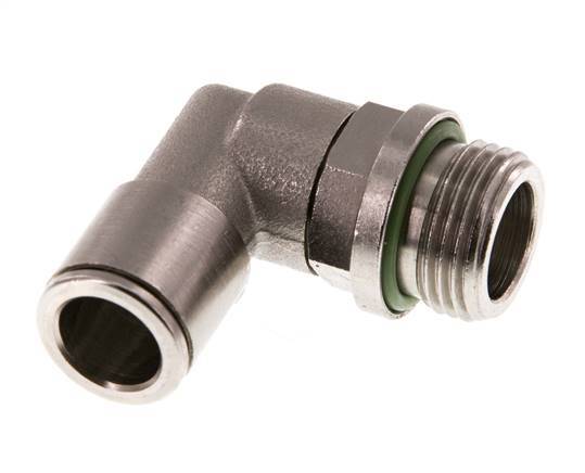 10mm x G3/8'' 90deg Elbow Push-in Fitting with Male Threads Brass FKM Rotatable