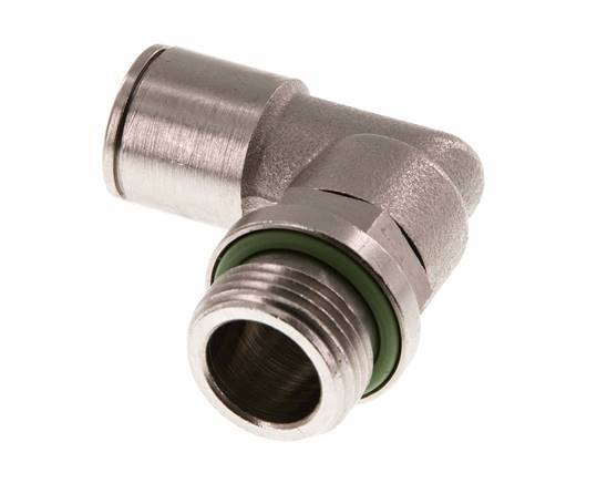 10mm x G3/8'' 90deg Elbow Push-in Fitting with Male Threads Brass FKM Rotatable