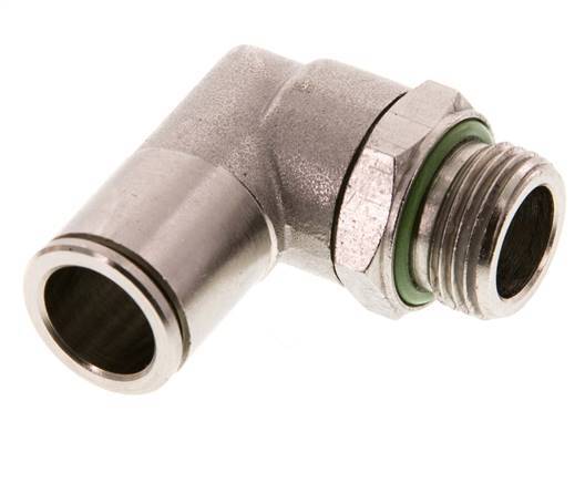 12mm x G3/8'' 90deg Elbow Push-in Fitting with Male Threads Brass FKM Rotatable