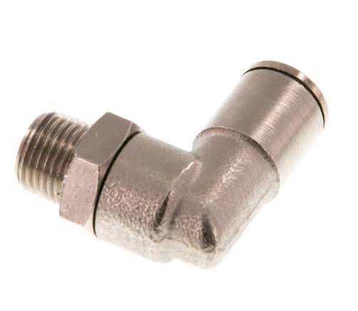 6mm x R1/8'' 90deg Elbow Push-in Fitting with Male Threads Brass NBR Rotatable [2 Pieces]