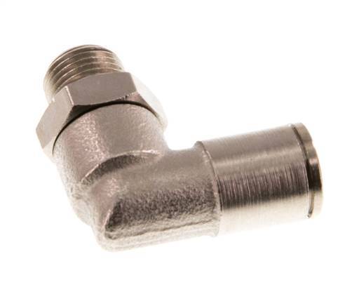 6mm x R1/8'' 90deg Elbow Push-in Fitting with Male Threads Brass NBR Rotatable [2 Pieces]