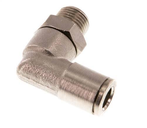 6mm x R1/8'' 90deg Elbow Push-in Fitting with Male Threads Brass NBR Rotatable [2 Pieces]