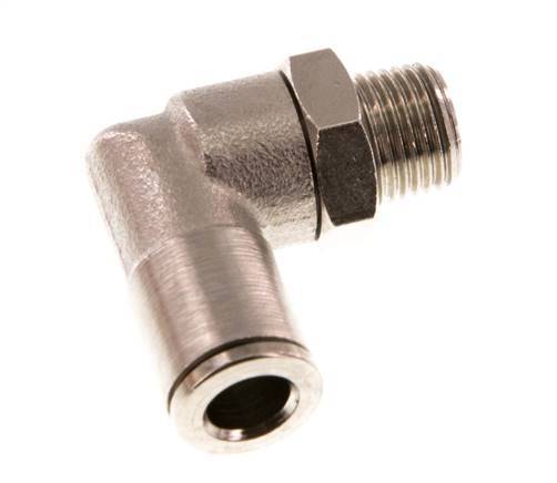 6mm x R1/8'' 90deg Elbow Push-in Fitting with Male Threads Brass NBR Rotatable [2 Pieces]