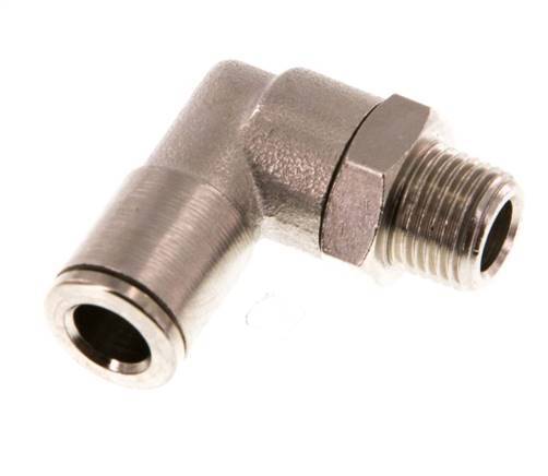 6mm x R1/8'' 90deg Elbow Push-in Fitting with Male Threads Brass NBR Rotatable [2 Pieces]