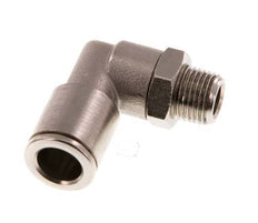 8mm x R1/8'' 90deg Elbow Push-in Fitting with Male Threads Brass NBR Rotatable [2 Pieces]