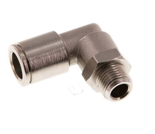 8mm x R1/8'' 90deg Elbow Push-in Fitting with Male Threads Brass NBR Rotatable [2 Pieces]