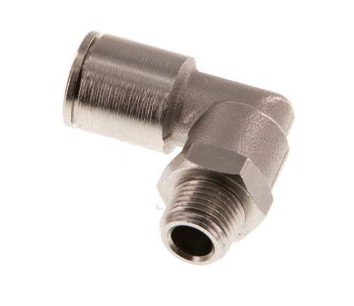 8mm x R1/8'' 90deg Elbow Push-in Fitting with Male Threads Brass NBR Rotatable [2 Pieces]