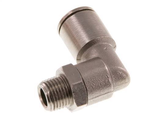 8mm x R1/8'' 90deg Elbow Push-in Fitting with Male Threads Brass NBR Rotatable [2 Pieces]