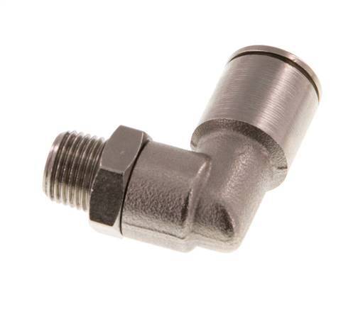 8mm x R1/8'' 90deg Elbow Push-in Fitting with Male Threads Brass NBR Rotatable [2 Pieces]