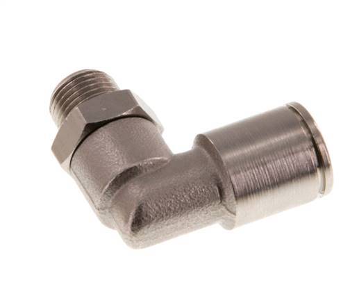 8mm x R1/8'' 90deg Elbow Push-in Fitting with Male Threads Brass NBR Rotatable [2 Pieces]