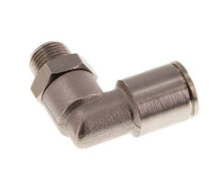 8mm x R1/8'' 90deg Elbow Push-in Fitting with Male Threads Brass NBR Rotatable [2 Pieces]