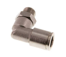 8mm x R1/8'' 90deg Elbow Push-in Fitting with Male Threads Brass NBR Rotatable [2 Pieces]