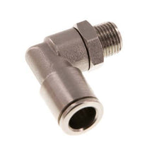 8mm x R1/8'' 90deg Elbow Push-in Fitting with Male Threads Brass NBR Rotatable [2 Pieces]