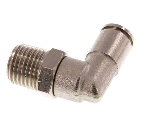 6mm x R1/4'' 90deg Elbow Push-in Fitting with Male Threads Brass NBR Rotatable [2 Pieces]