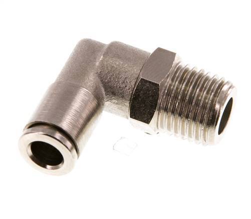 6mm x R1/4'' 90deg Elbow Push-in Fitting with Male Threads Brass NBR Rotatable [2 Pieces]