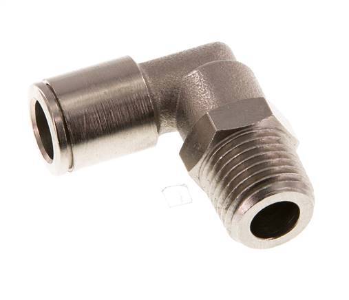 8mm x R1/4'' 90deg Elbow Push-in Fitting with Male Threads Brass NBR Rotatable [2 Pieces]