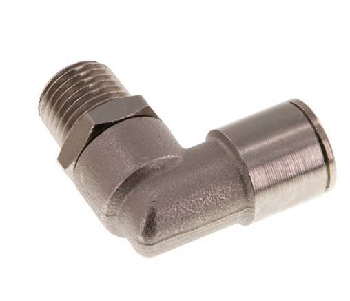 10mm x R1/4'' 90deg Elbow Push-in Fitting with Male Threads Brass NBR Rotatable [2 Pieces]
