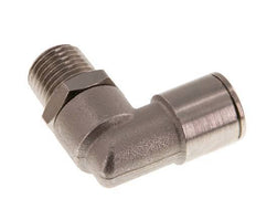 10mm x R1/4'' 90deg Elbow Push-in Fitting with Male Threads Brass NBR Rotatable [2 Pieces]