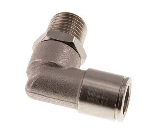 10mm x R1/4'' 90deg Elbow Push-in Fitting with Male Threads Brass NBR Rotatable [2 Pieces]