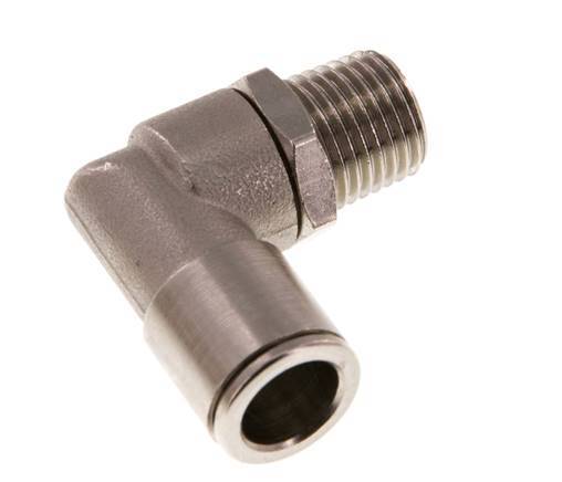 10mm x R1/4'' 90deg Elbow Push-in Fitting with Male Threads Brass NBR Rotatable [2 Pieces]
