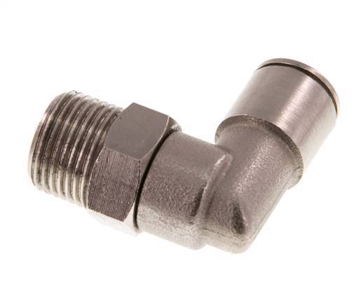 10mm x R3/8'' 90deg Elbow Push-in Fitting with Male Threads Brass NBR Rotatable