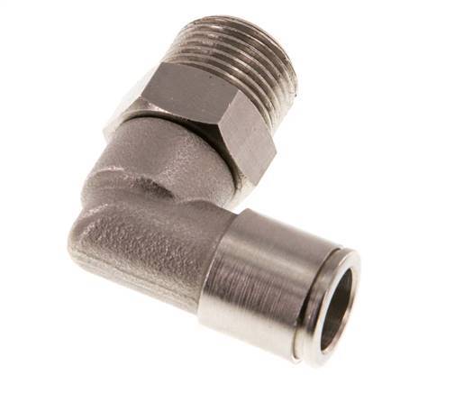 10mm x R3/8'' 90deg Elbow Push-in Fitting with Male Threads Brass NBR Rotatable
