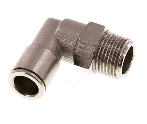 10mm x R3/8'' 90deg Elbow Push-in Fitting with Male Threads Brass NBR Rotatable