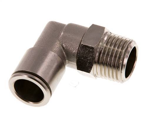 14mm x R1/2'' 90deg Elbow Push-in Fitting with Male Threads Brass NBR Rotatable