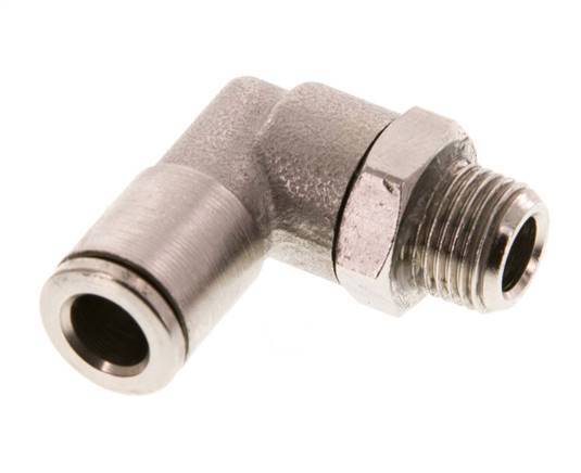 6mm x R1/8'' 90deg Elbow Push-in Fitting with Male Threads Brass FKM Rotatable [2 Pieces]