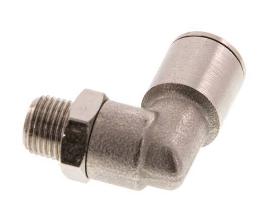 8mm x R1/8'' 90deg Elbow Push-in Fitting with Male Threads Brass FKM Rotatable [2 Pieces]