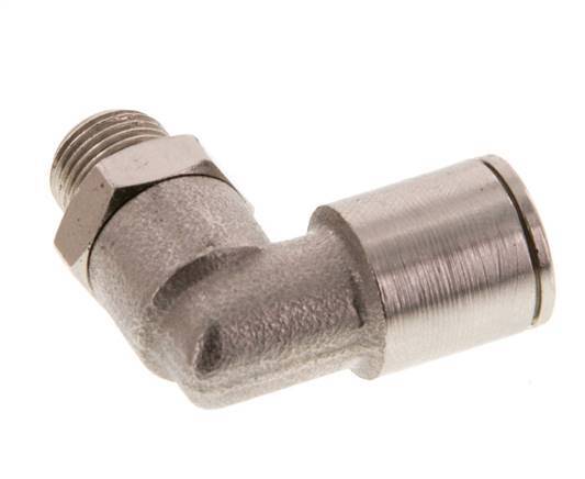 8mm x R1/8'' 90deg Elbow Push-in Fitting with Male Threads Brass FKM Rotatable [2 Pieces]