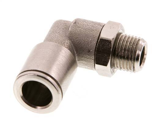 8mm x R1/8'' 90deg Elbow Push-in Fitting with Male Threads Brass FKM Rotatable [2 Pieces]