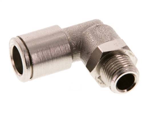 8mm x R1/8'' 90deg Elbow Push-in Fitting with Male Threads Brass FKM Rotatable [2 Pieces]