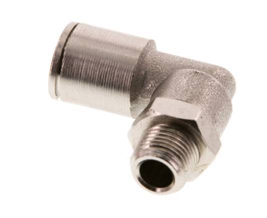 8mm x R1/8'' 90deg Elbow Push-in Fitting with Male Threads Brass FKM Rotatable [2 Pieces]