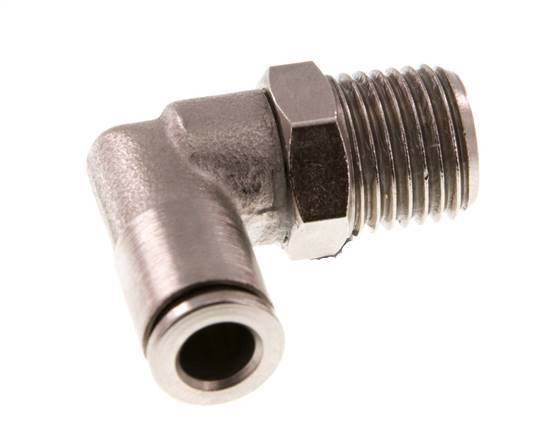 6mm x R1/4'' 90deg Elbow Push-in Fitting with Male Threads Brass FKM Rotatable [2 Pieces]