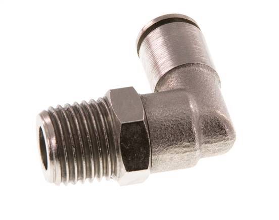 6mm x R1/4'' 90deg Elbow Push-in Fitting with Male Threads Brass FKM Rotatable [2 Pieces]