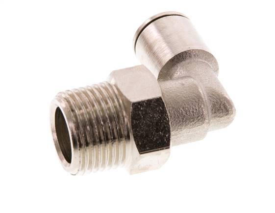 8mm x R3/8'' 90deg Elbow Push-in Fitting with Male Threads Brass FKM Rotatable