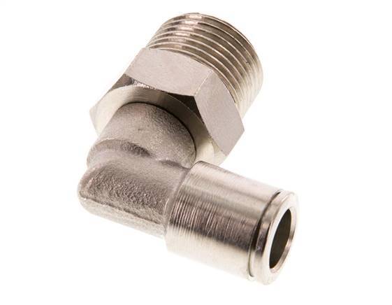 8mm x R3/8'' 90deg Elbow Push-in Fitting with Male Threads Brass FKM Rotatable