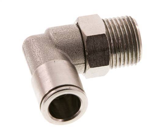 10mm x R3/8'' 90deg Elbow Push-in Fitting with Male Threads Brass FKM Rotatable