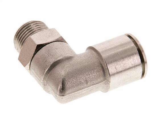 14mm x R3/8'' 90deg Elbow Push-in Fitting with Male Threads Brass FKM Rotatable