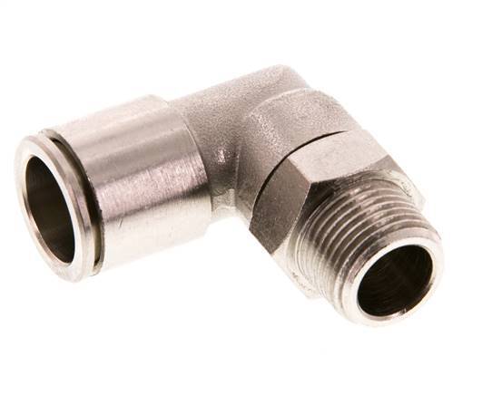 14mm x R3/8'' 90deg Elbow Push-in Fitting with Male Threads Brass FKM Rotatable